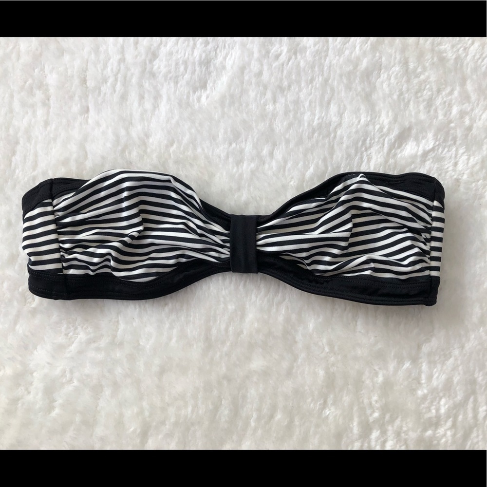 Victoria’s Secret PINK | Black and White Striped Bandeau Bikini Top